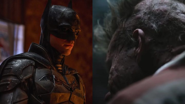 Split image of Batman and Joker in Reeves' universe.