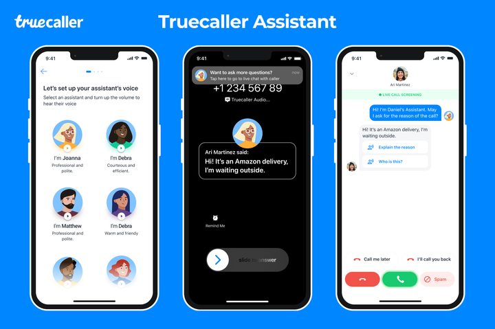 Truecaller Assistant anti-spam and call screening features on an iOS