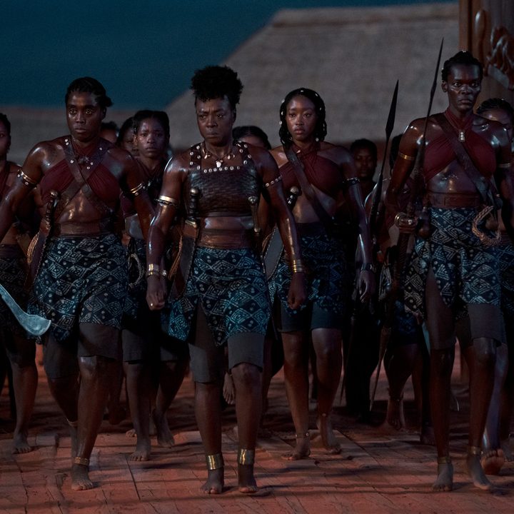 Viola Davis leads a group of female warriors in the movie The Woman King.