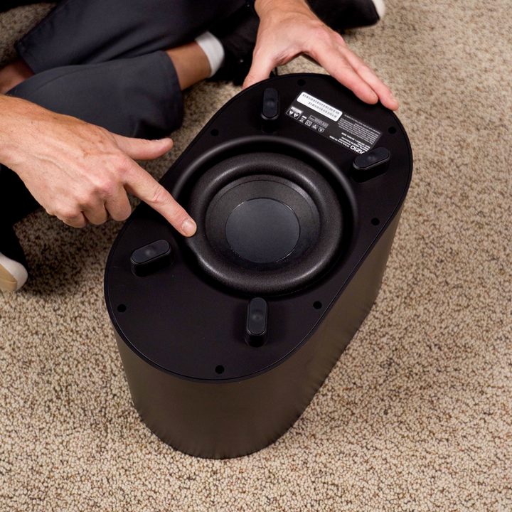 The back of the subwoofer component of the Vizio M-Series Elevate Soundbar (M512E-K6).