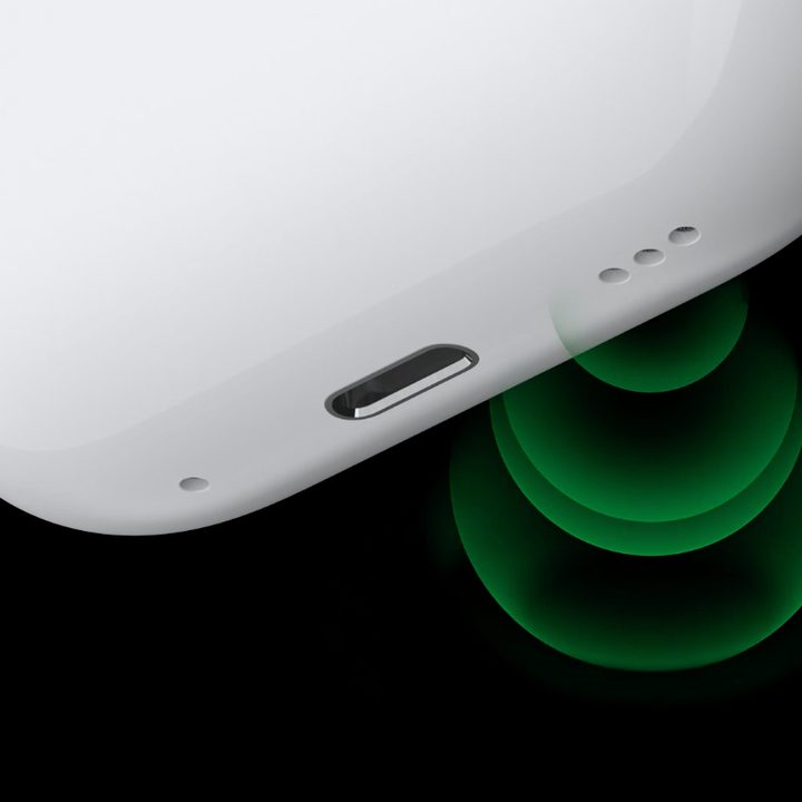 AirPods Pro 2 MagSafe emitting the Find My tone.