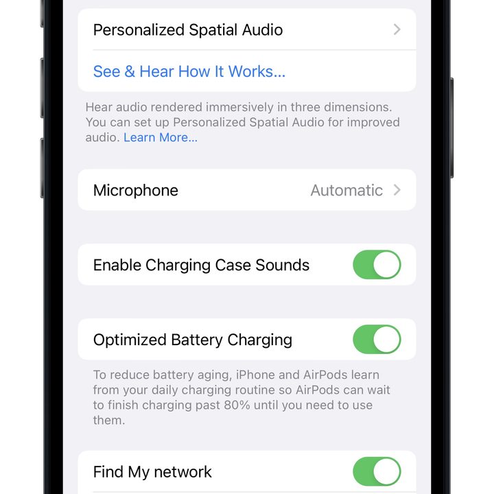 AirPods Pro 2 settings in iOS 16.