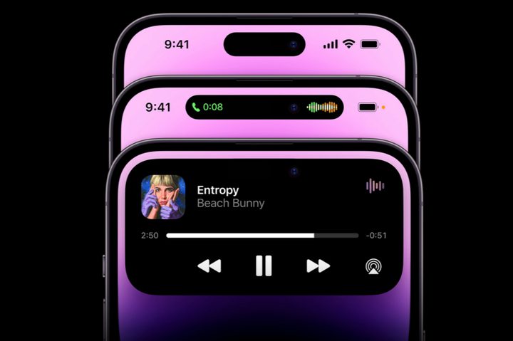 Dynamic Island on the iPhone 14 Pro.