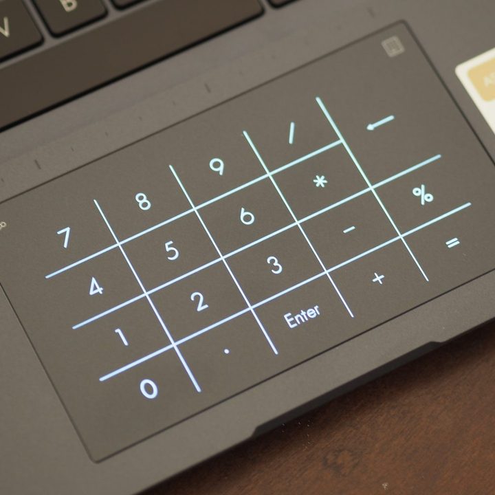Asus Vivobook S 14 Flip top down view showing numeric LED keypad.