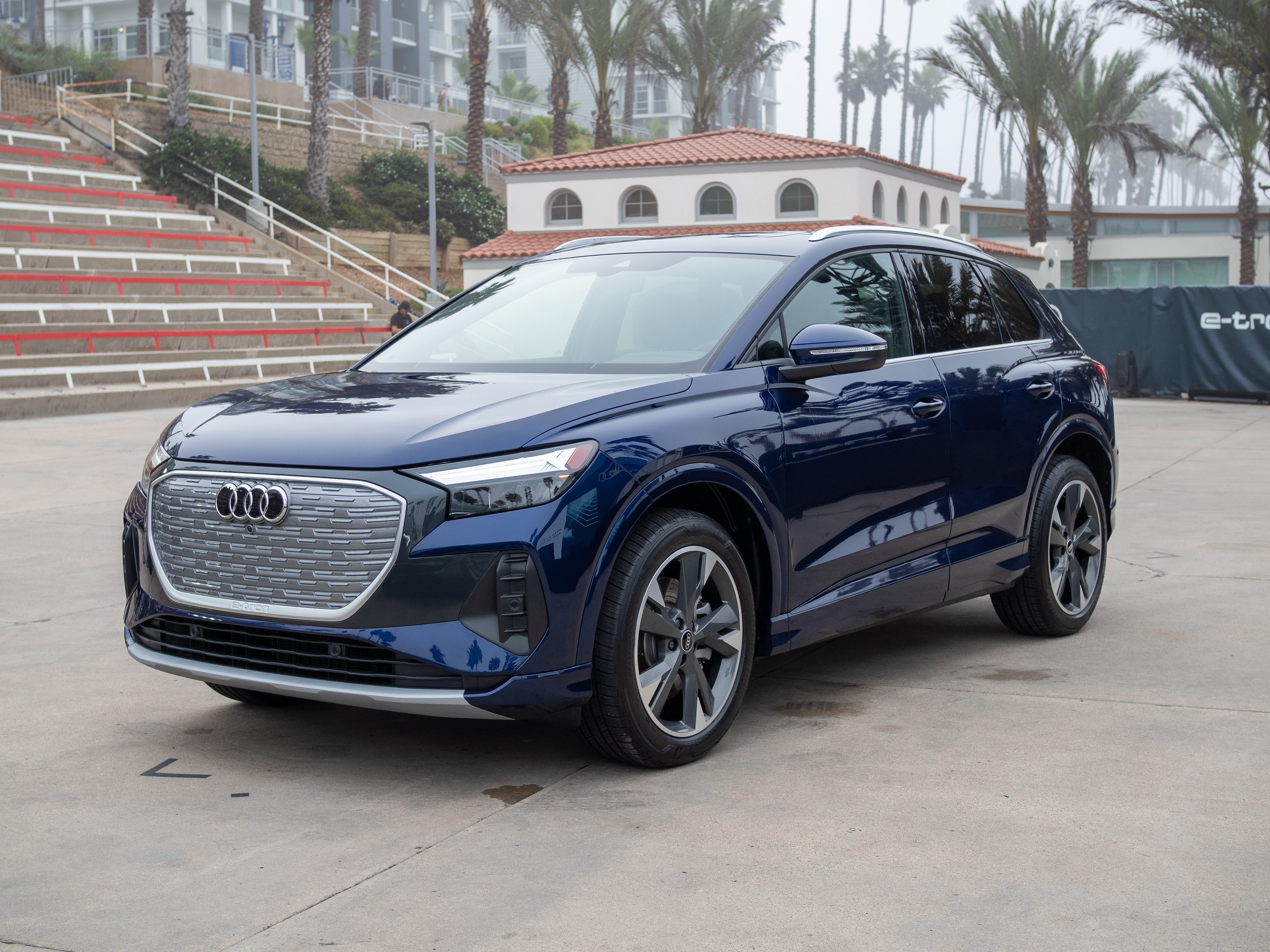 Audi Q4 E-Tron SUV in blue.