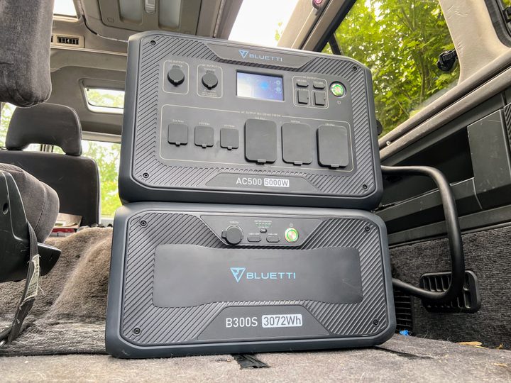 Bluetti's AC500 is the size of a large cooler and takes up a ton of space in a vehicle.
