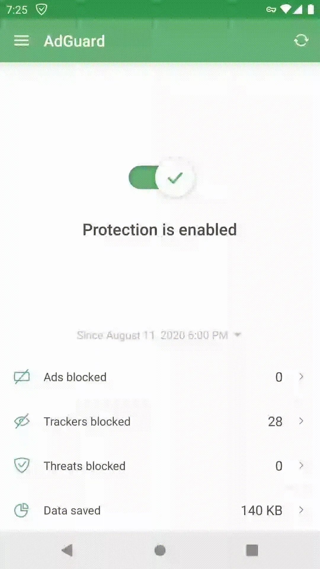 AdGuard for Android protections pane.