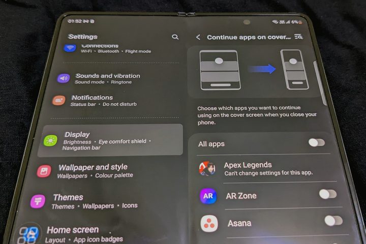 Samsung Galaxy Z Fold 4 continue apps