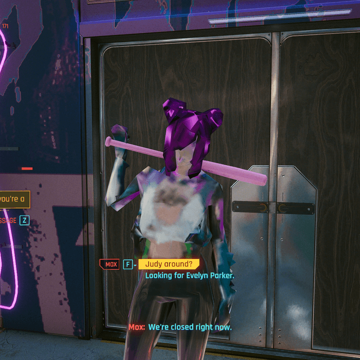 An unrendered character appears in Cyberpunk 2077.