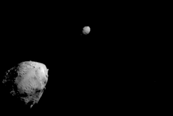 The Dimorphos asteroid as seen from NASA's DART spacecraft.