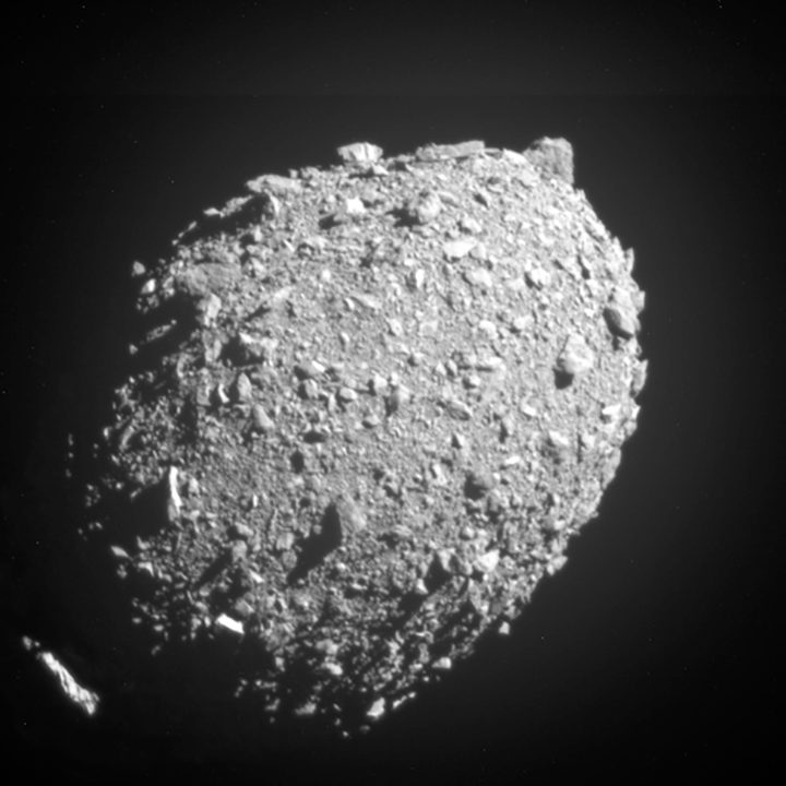 The Dimorphos asteroid as seen from NASA's DART spacecraft.