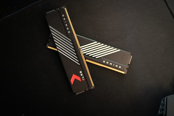 PNY XLR8 Gaming memory sitting on a mouse pad.