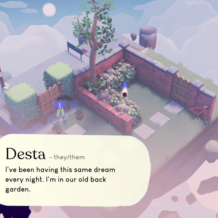 Desta explores a dream-like garden in Desta: The Memories Betwen.