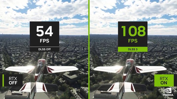 Nvidia DLSS 3 running in Microsoft Flight Simulator.