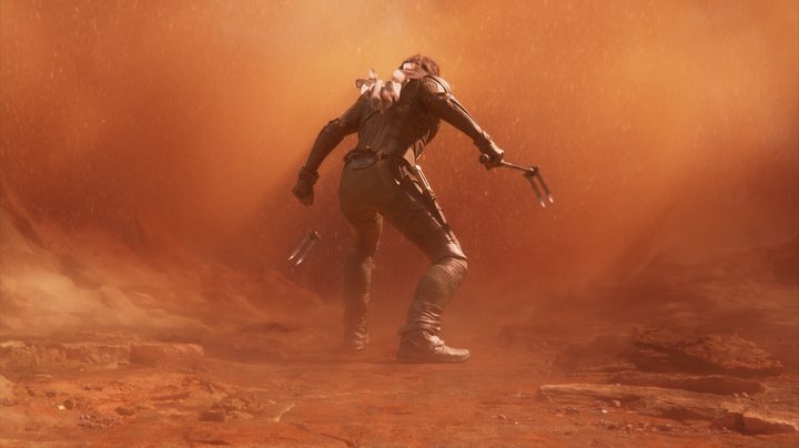 A man about to rush into a sandstorm.