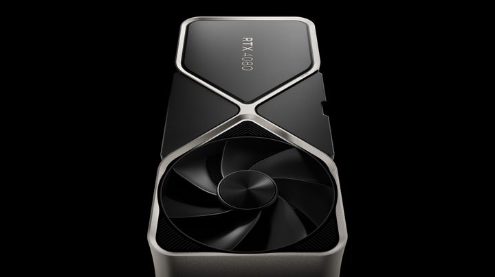 The top of the Nvidia RTX 4080 cooler.