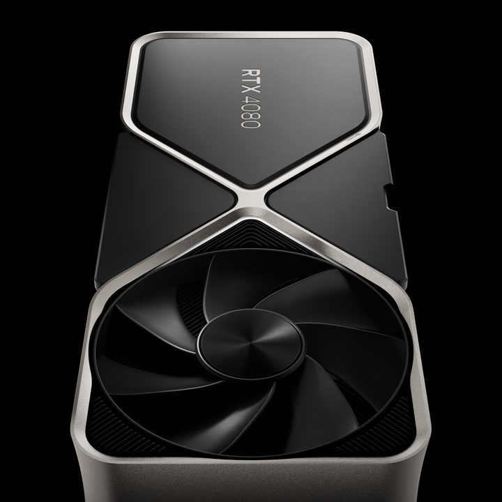 The top of the Nvidia RTX 4080 cooler.