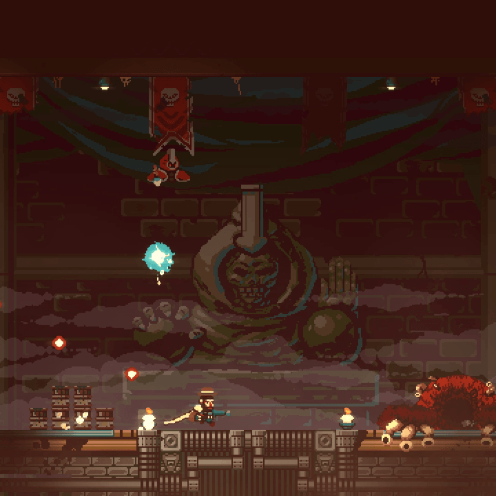 A character fights cultusts in Gunbrella.