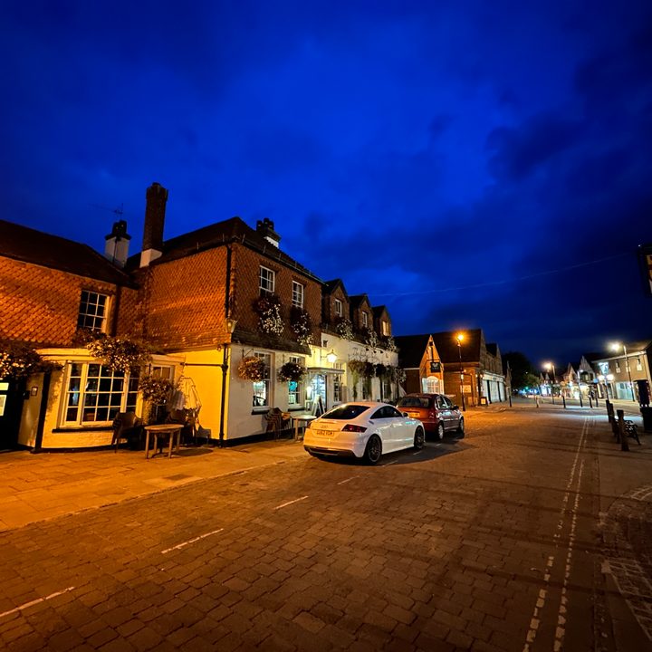 Night mode wide-angle photo taken with the iPhone 14 Pro.