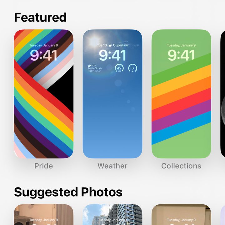 Photo Shuffle selector for the Lock Screen in iOS 16.