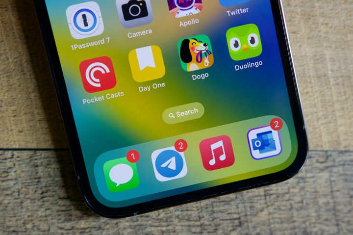 Spotlight Search button on an iPhone with iOS 16.
