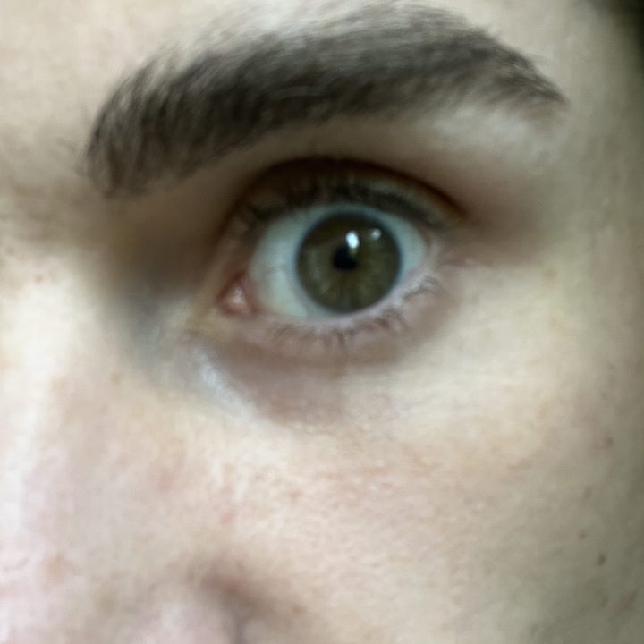 A close-up selfie of someone's eye.