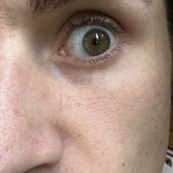 A close-up selfie of someone's eye.