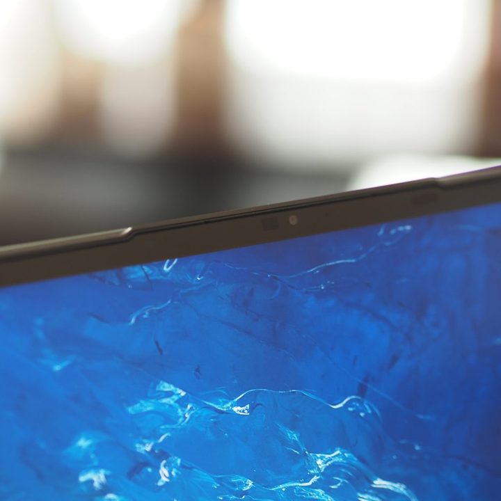 Lenovo Slim 7 Pro X front view showing webcam.