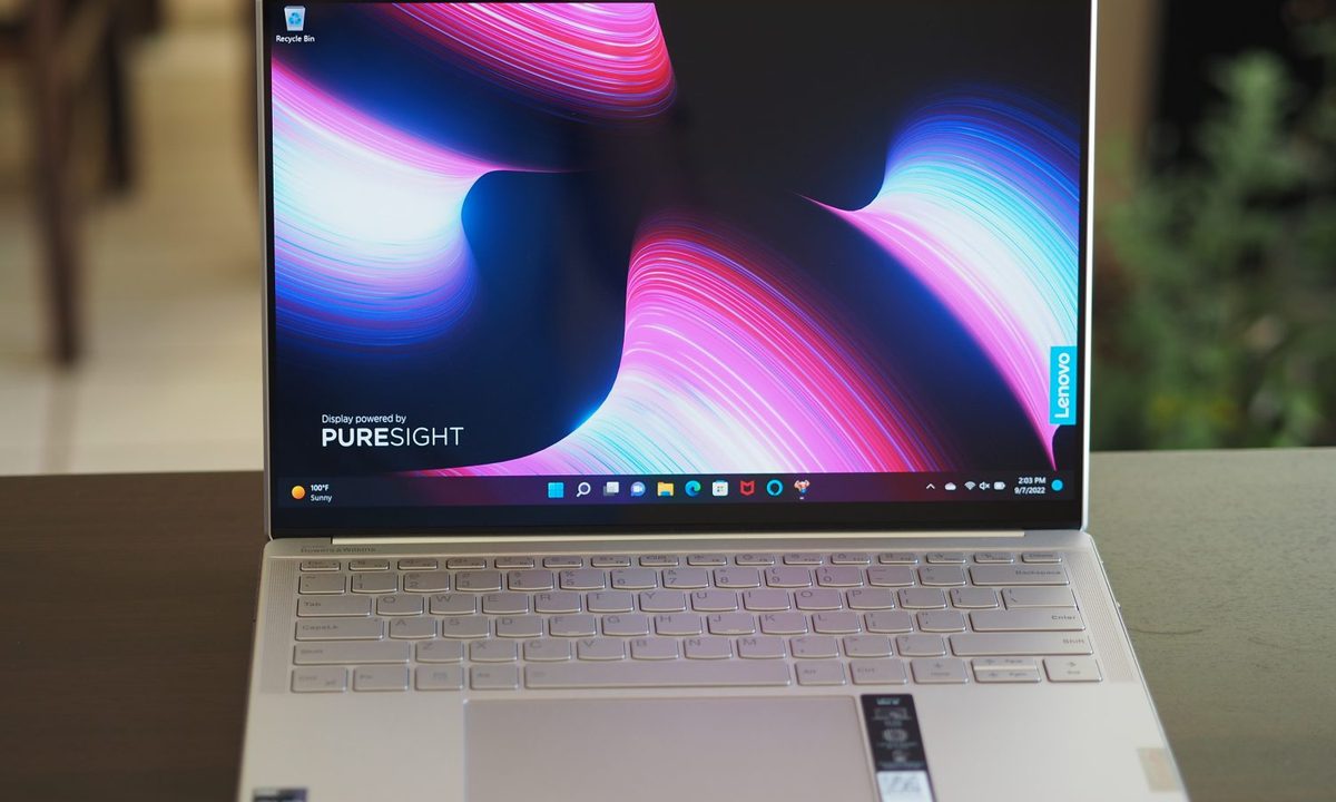 Lenovo Slim 9i front view showing display and keyboard deck.