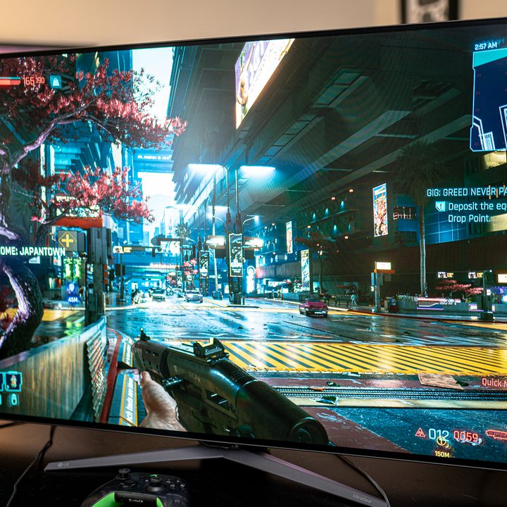 Cyberpunk 2077 on the UltraGear 48-inch OLED monitor.