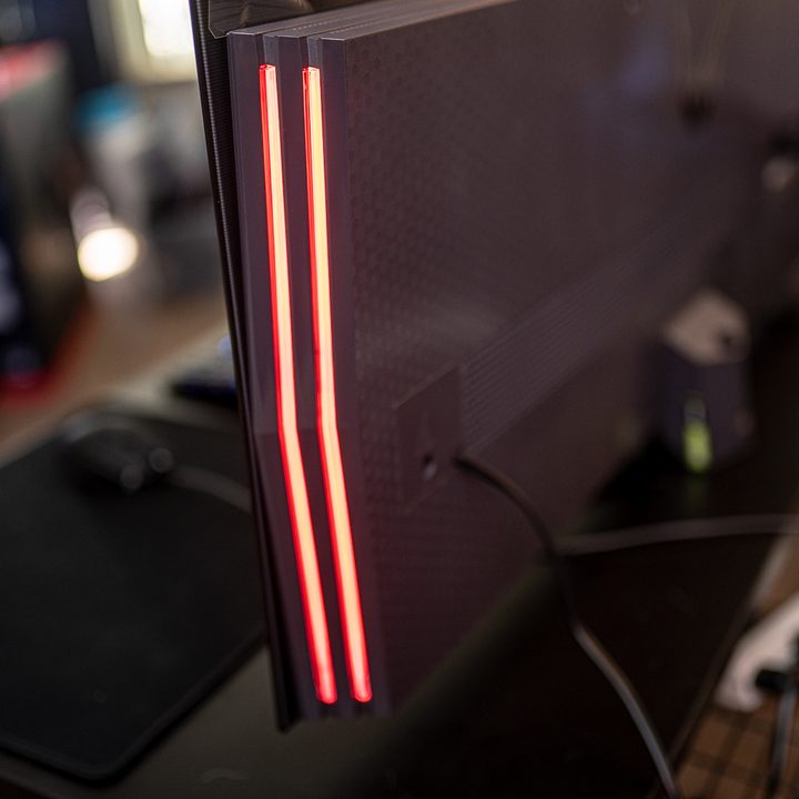 Bias lighting on the back of the LG UltraGear 48-inch OLED.