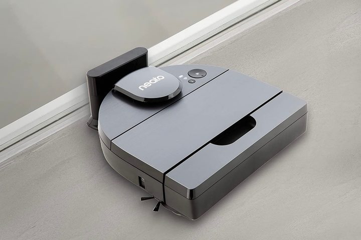 The Neato Botvac D10 charging on its dock.