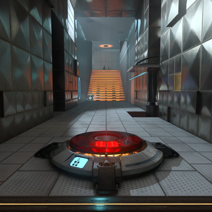 A photo of a Portal level showcasing the new ray tracing mod.