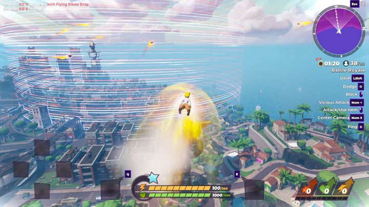 Character launching on the map in Rumbleverse