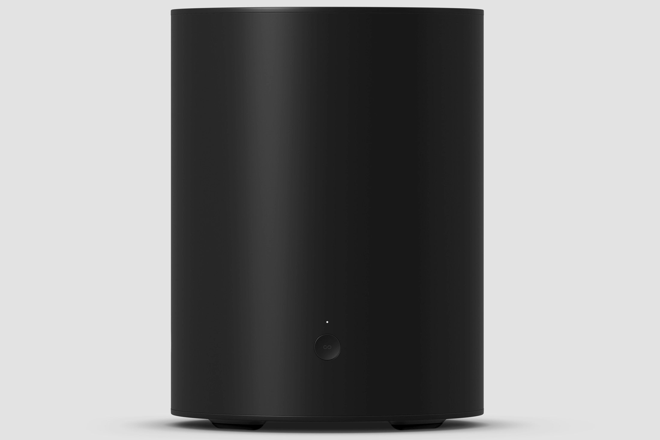 Sonos Sub Mini in black seen from the back.