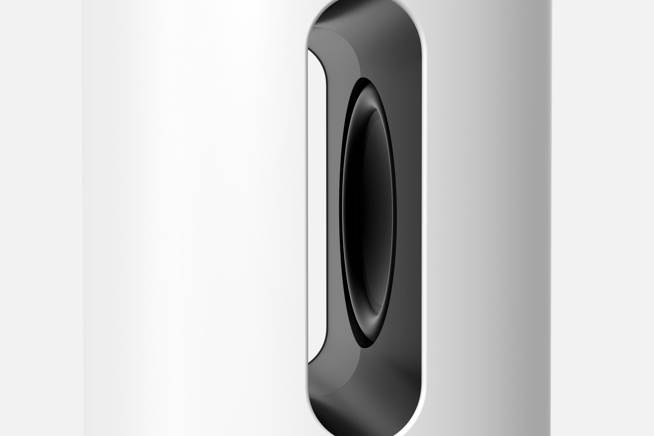 Sonos Sub Mini in white, close-up.