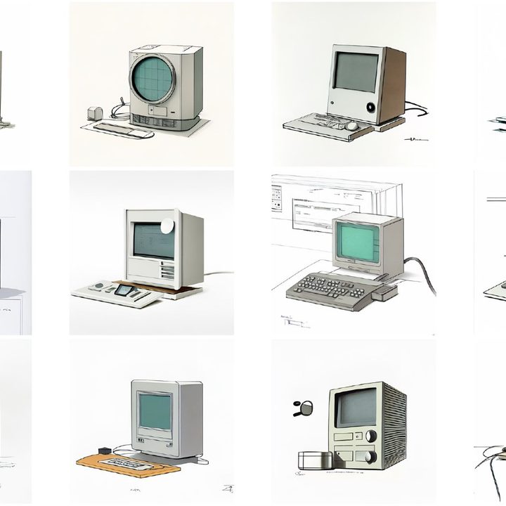 A series of old Macs, recreated by Stable Diffusion.
