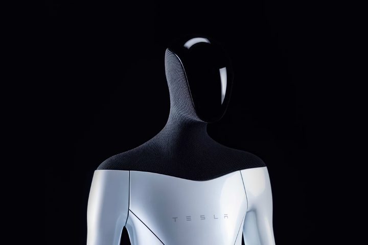 The Tesla Suit Optimus with a black background.