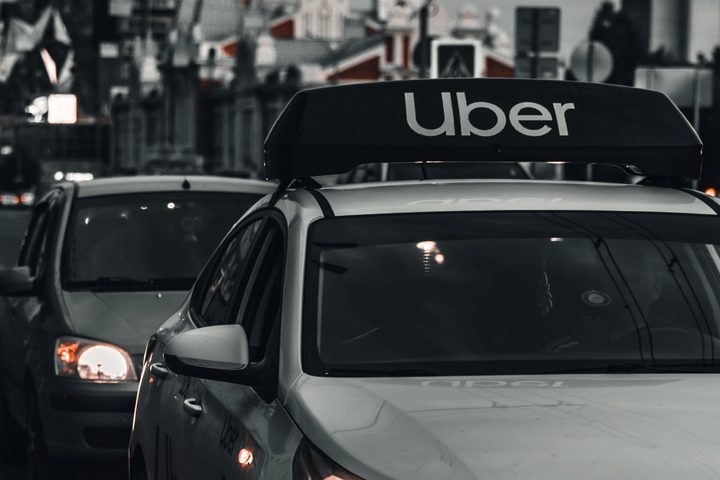 An Uber cab