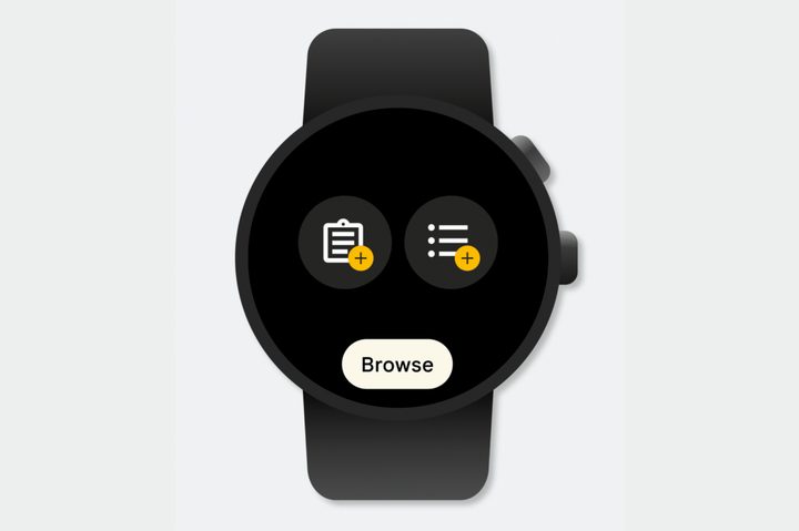 Google Keep tile on Wear OS.