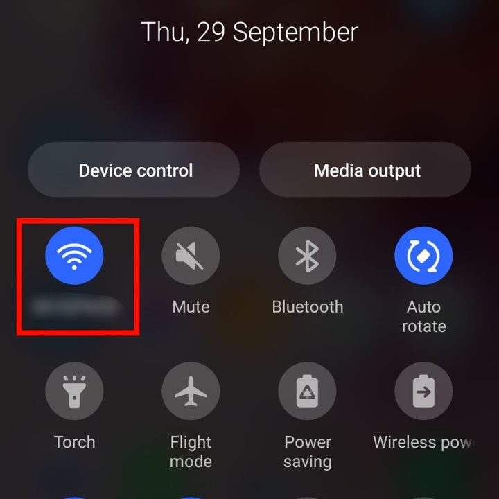 The Wi-Fi icon in the Android dropdown notifications shade.