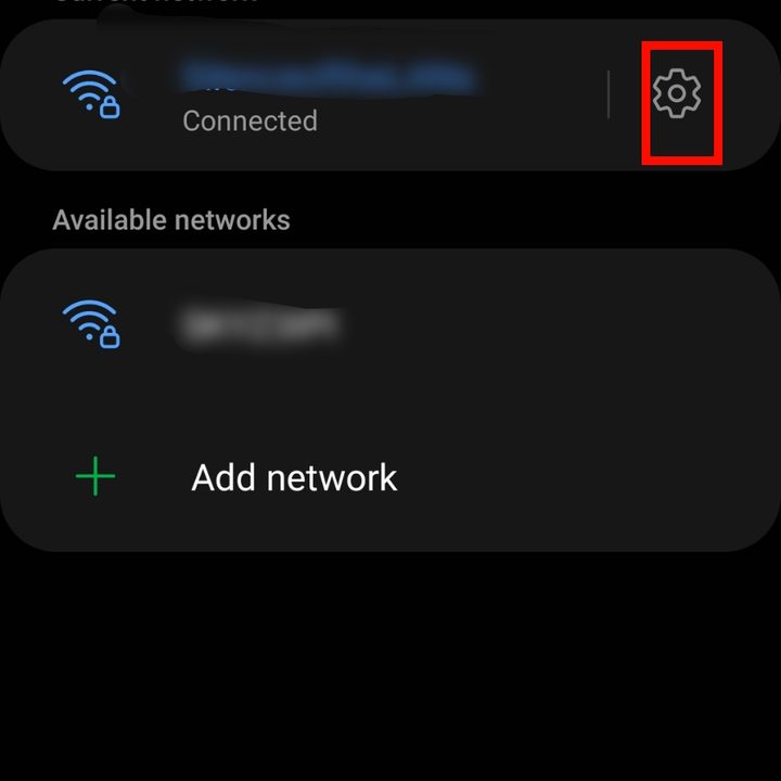Wi-Fi network settings.