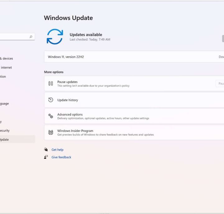 Windows 11 version 22h2 update.