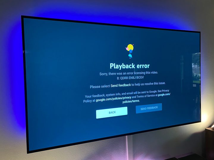 YouTube TV playback error.
