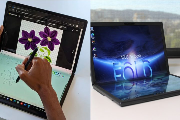 The Zenbook Fold 17 and ThinkPad X1 Fold Gen 2 side by side.
