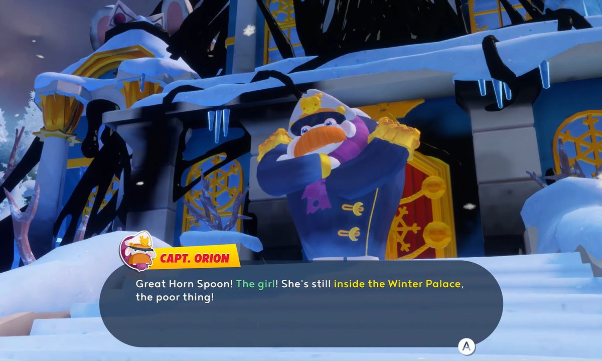 The captain explaining the girl is trapped.