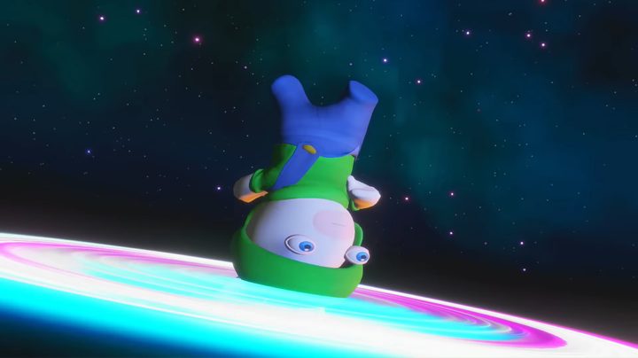 Rabbid luigi breakdancing.