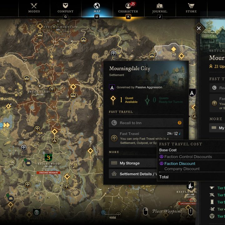 New World fast travel cost decrease