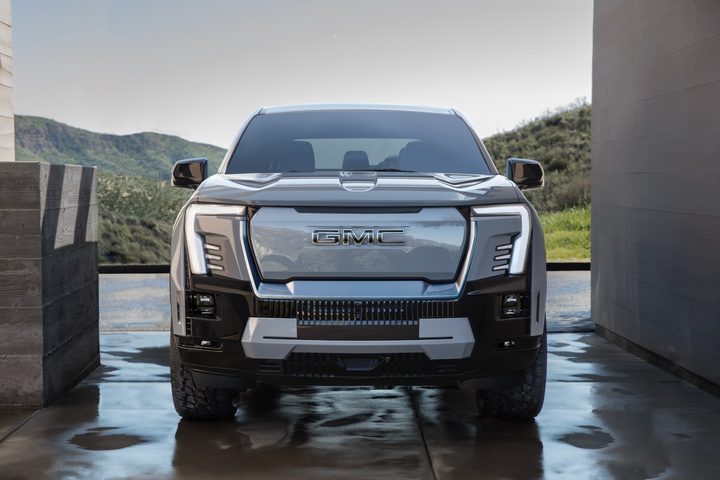 Front view of the 2024 GMC Sierra EV.