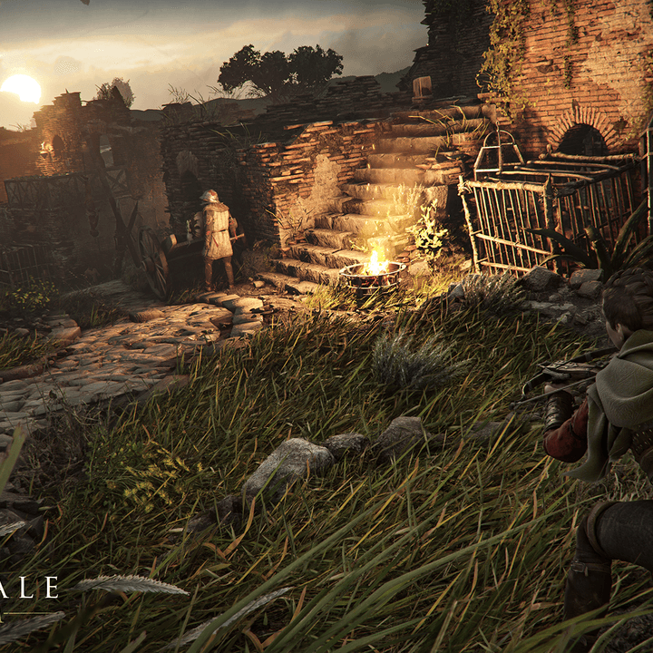 Amicia sneaks in the grass in A Plague Tale: Requiem.